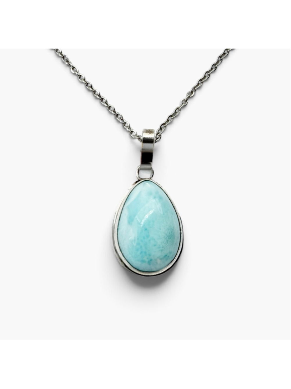Genuine Larimar 925 Sterling Silver Pendant, Teardrop Larimar Gemstone, Natural